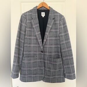 Gap Grid Plaid Blazer Houndstooth Check Workwear Business Casual Jacket Size 14